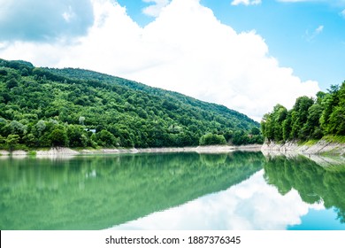Amazing landscape with forest, wather and blue sky