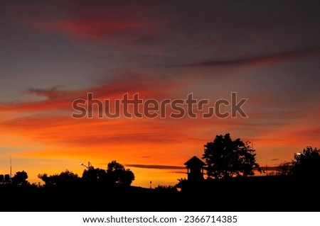 Amazing landscape of Silhouette golden sunset