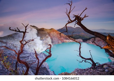 Amazing Landscape View Of Kawah Ijen Volcano In Indonesia