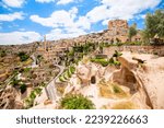 Amazing landscape view of Uchisar town in Cappadocia Turkey