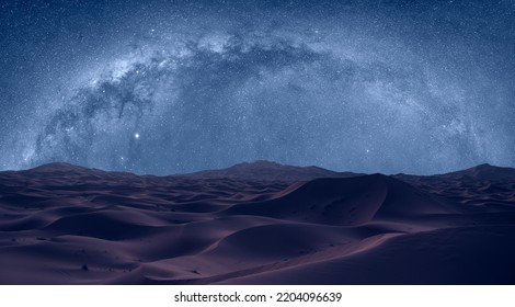 Amazing Milky Way over the sand dunes of Sahara Desert - Sahara, Morocco