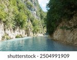 Amazing natural scenery in the canyon of Acheron river, close to the springs, also known as the Gates of Hades