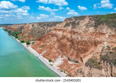 Amazing Nature Landscape, Aerial View, Of Stanislav Clay Mountains, Bizarre Canyon Over The Dnieper River, Outdoor Travel Background, Ukraine, Kherson Grand Canyon