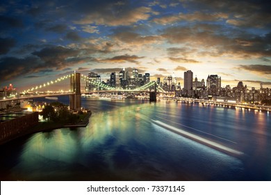 Amazing New York cityscape - taken after sunset