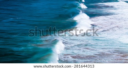 Aerial Panoramic Drone View Of Blue Ocean Waves Crushing On Sandy Beach in Portugal