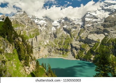 Amazing Oeschinensee Lake Surrounded By Steep Stock Photo 1150550303 ...