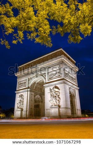 Similar – Image, Stock Photo Arc de triomphe in Paris with blue sky at night