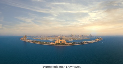 Amazing Panoramic View Of The Palm Islands In Dubai With Marina Skyline In Background; Ultimate Tourist Destination; 