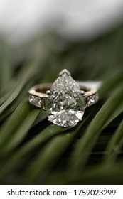 Amazing Pear Shape Huge Diamond Engagement Ring