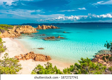 Amazing pink sand beach in Budelli Island, Maddalena Archipelago, Sardinia, Italy - Powered by Shutterstock