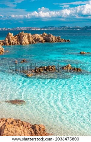 Amazing pink sand beach in Budelli Island, Maddalena Archipelago, Sardinia, Italy
