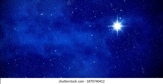 Amazing Polaris in deep starry night sky, space with stars, panoramic view