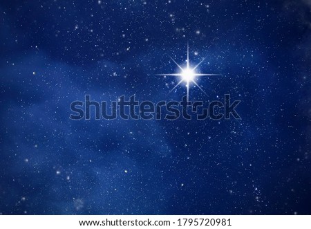 Amazing Polaris in deep starry night sky, space with stars