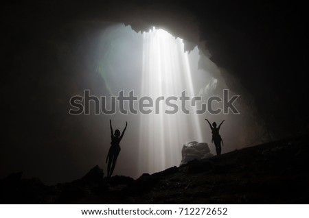 Amazing ray of lights deep inside Jomblang Cave, Yogyakarta