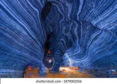 Amazing rock wall at the blue cave amazing unseen adventure at Tak province, Thailand