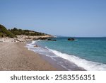 Amazing scenery by the sea in North Evia, Greece, on Agios Ioannis beach, close to Ellinika village