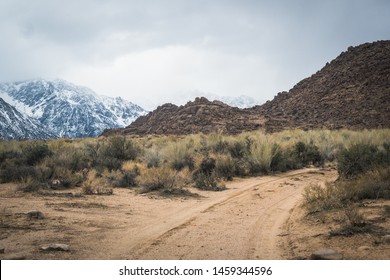 Amazing Scenic Road In Alabama Hills, With View Of Sierra Nevada Mountains In California