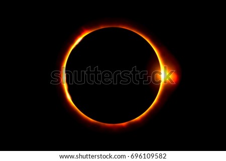 Amazing scientific background - total solar eclipse, mysterious natural phenomenon when Moon passes between planet Earth and Sun