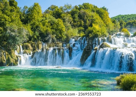 Similar – Image, Stock Photo Plitvice Lakes National Park is one of the oldest and largest national parks in Croatia. This photo is taken in July, 2023.