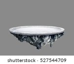 Amazing snow field island floating in the air isolated with grey background