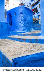 Amazing Stairs In Between Blue Adobe Buildings | Chefchaouen, Mo