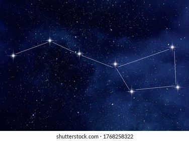Amazing starry night sky with Ursa Major constellation or the Great Bear and the Big Dipper constellation