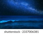 Amazing starry sky over sea at night