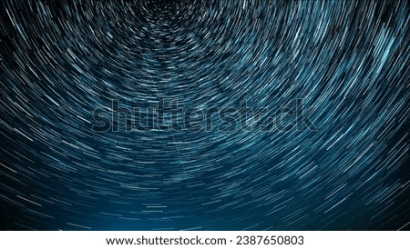 Amazing Stars Effects In Sky. Star Trails On Night Sky Background. Meteors Fly Across Sky. Night Starry Sky Stars And Meteoric Track Trails. Spin Trails