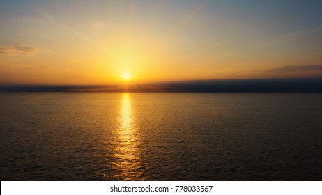 Amazing Sundown On Opened Sea