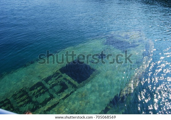 Amazing Sunken Ship Bruce Peninsula Tobermory Stock Photo
