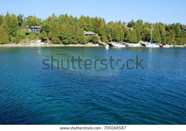 Amazing Sunken Ship Bruce Peninsula Tobermory Stock Photo