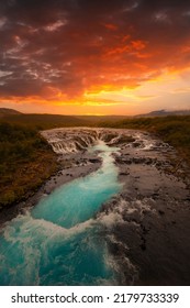 Amazing sunrise in Bruarfoss waterfall - Shutterstock ID 2179733339