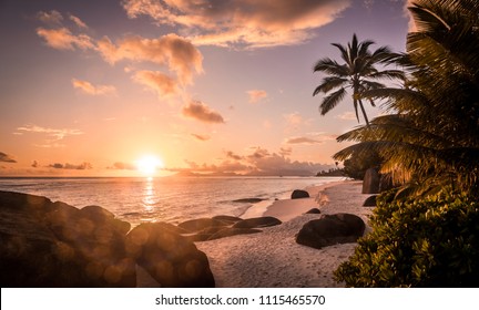 Amazing sunrise on Silhouette island, Seychelles