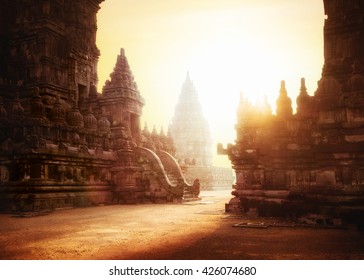Amazing sunrise at Prambanan Temple. Great Hindu architecture in Yogyakarta. Java island, Indonesia - Shutterstock ID 426074680