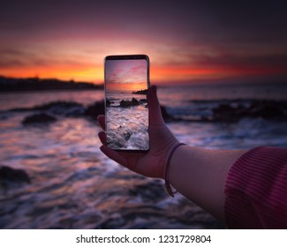 Amazing sunset colors and Samsung Galaxy phone