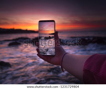 Amazing sunset colors and Samsung Galaxy phone