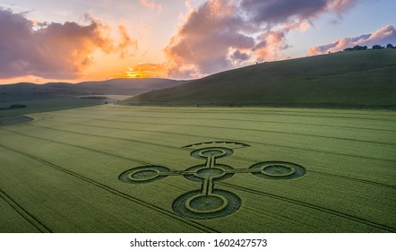 Amazing Sunset At A Crop Circle