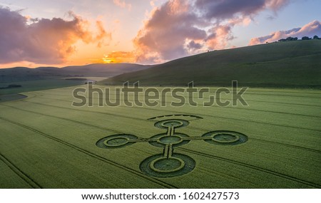 Amazing sunset at a crop circle