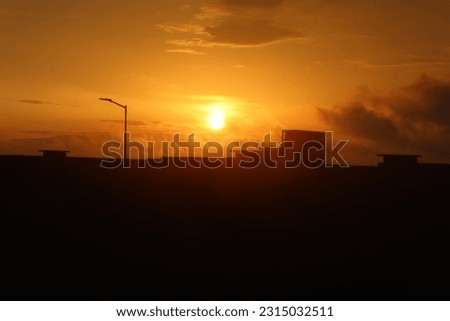 Amazing sunset in Portugal. Orange sunset