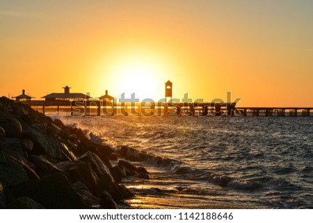 Similar – Image, Stock Photo Tropical sunset at Praia Emilia with silhouetted palm trees