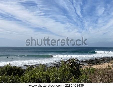 Amazing surf lineup of waves at Jeffrey’s bay in Eastern Cape South Africa