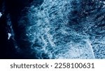 Amazing tropical Dark blue sea wave texture Aerial view top-view Water water texture powerful