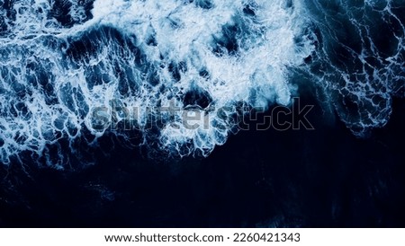 Amazing tropical Dark blue sea wave texture Aerial view top-view Water water texture powerful