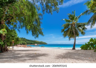 Amazing tropical paradise beach,  Anse Lazio beach in Praslin island, Seychelles.	