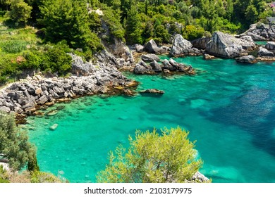 amazing turquoise bay in Himare in Albania