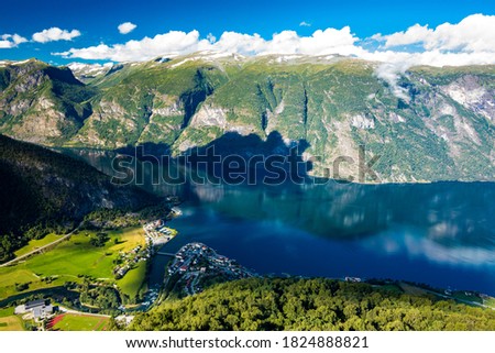 Similar – Image, Stock Photo Panorama over Lake Hallstatt