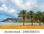 Amazing view of beach las Teresitas with yellow sand. Location: Santa Cruz de Tenerife, Tenerife, Canary Islands. Artistic picture. Beauty world.