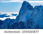 Amazing view of Chamonix needles and Mt.Grandes Jorasses from the Aiguille du Midi observation deck: Chamonix, France