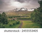Amazing view of Icelandic nature and manmade forest in Siglufjordur