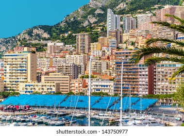 Amazing view of Monaco city. Preparation to Formula 1 Monaco Grand Prix